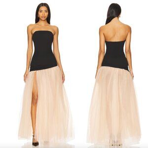NEW Atoir Dion Gown Black Beige Cream Pink Tule Strapless Drop Waist Maxi Dress